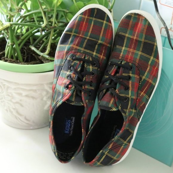 KEDS Vintage Christmas Plaid Sneakers Retro 90s Holiday - Size 8 - Picture 16 of 16